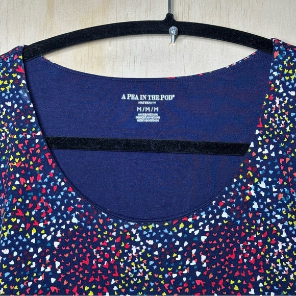 A Pea in the Pod Women’s Maternity Multicolor Side Ruched Midi Dress Size Medium - Picture 3 of 11